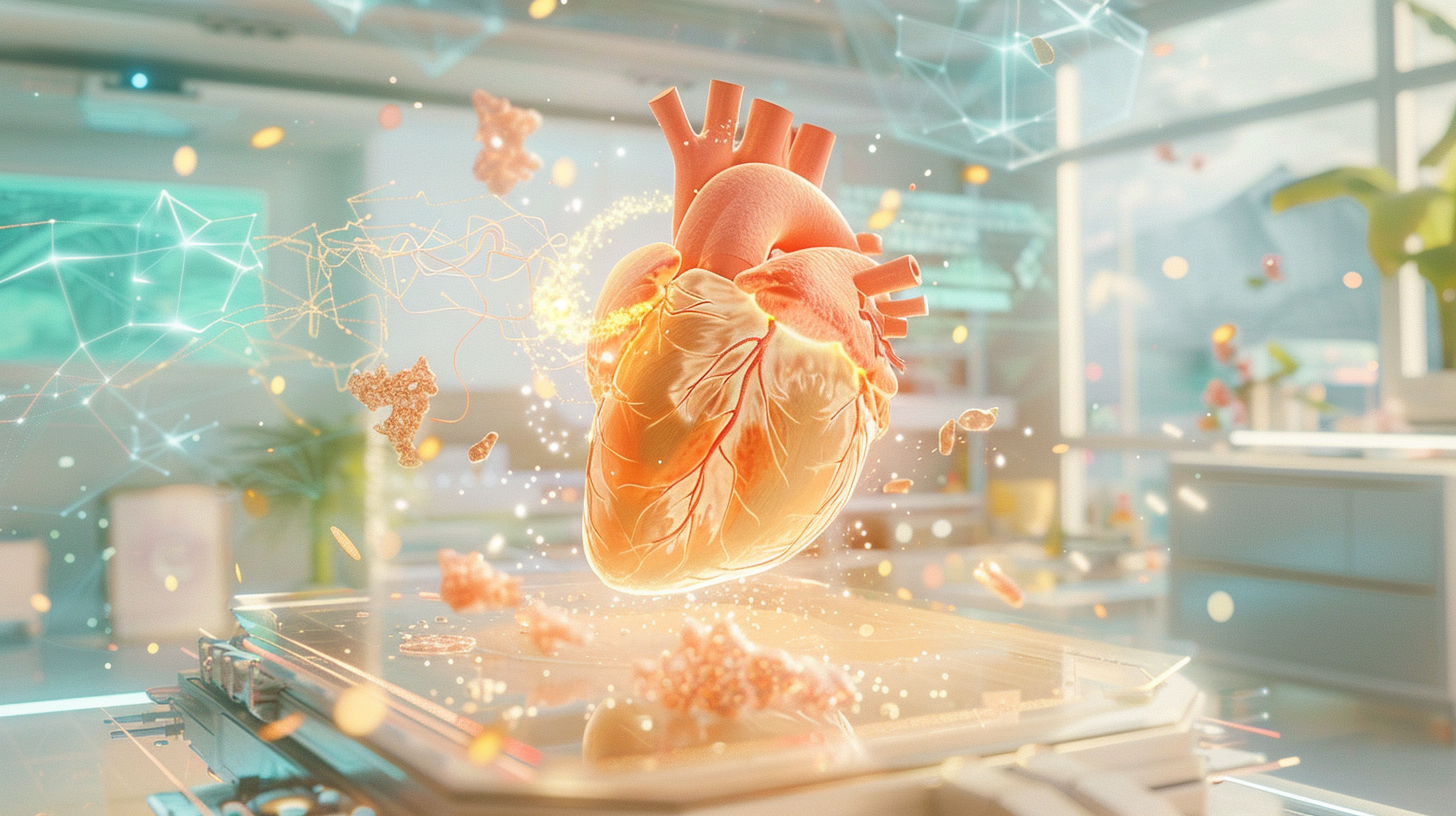 Representação conceitual de um coração humano orgânico e pulsante protegido por uma armadura tecnológica transparente, simbolizando a preservação da essência humana e da autoridade pessoal frente ao avanço da inteligência artificial e dos algoritmos.